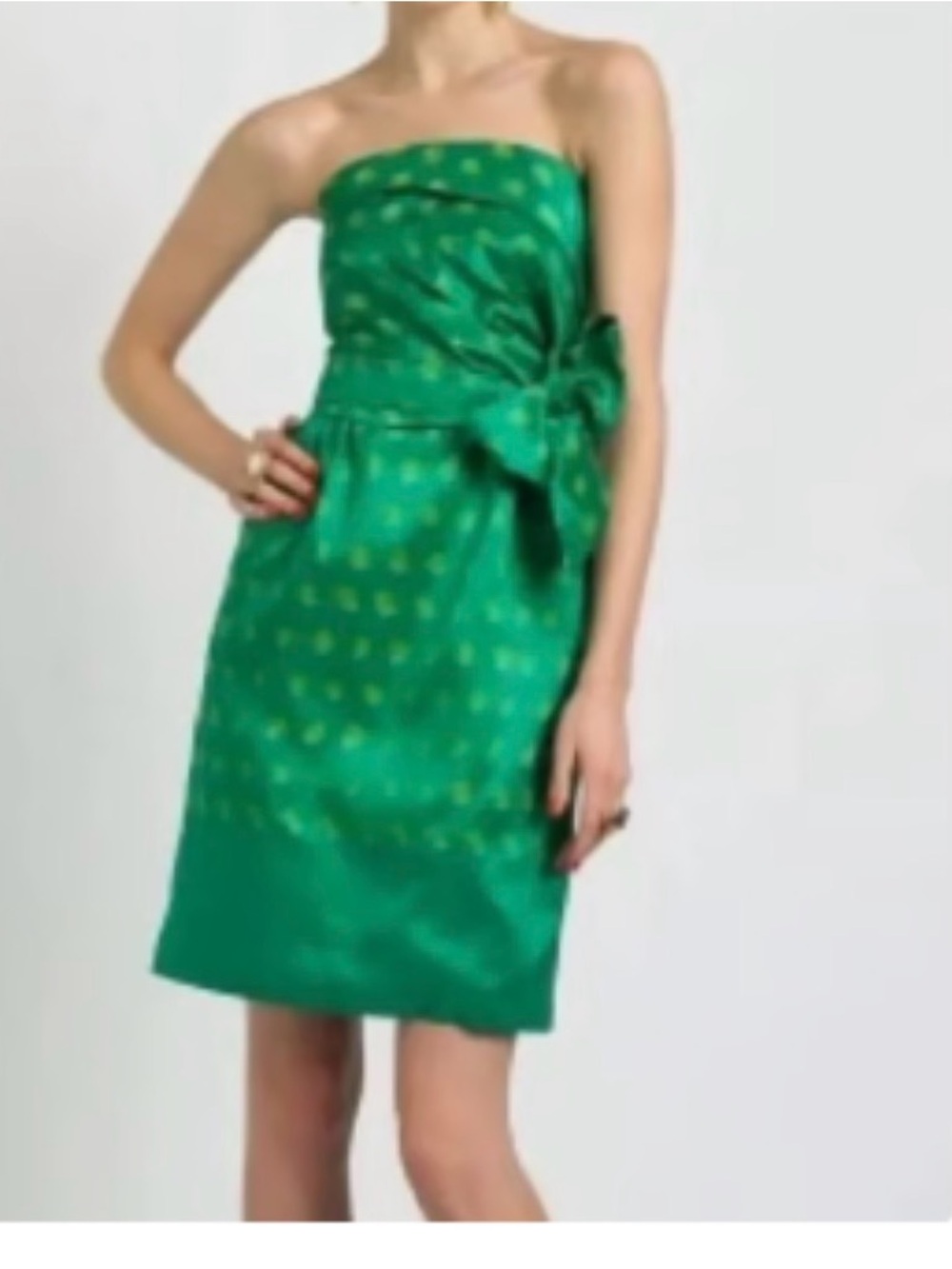 Kate Spade Strapless Emerald Green Cocktail Dress with Side Bow. Size 6. New.